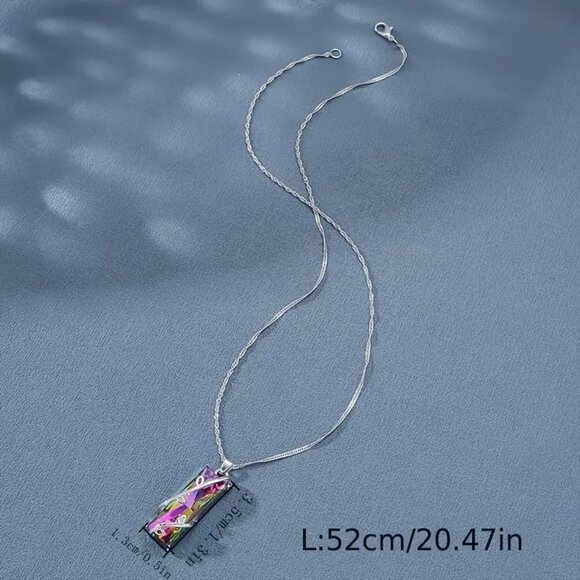 Necklace Iridescent Crystal Stone Mystical Colorful Gem Stylish Trendy Unique - Picture 4 of 4